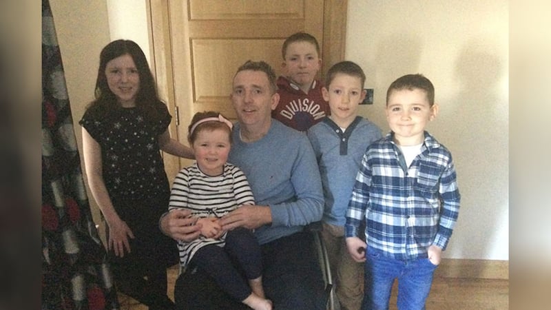 &nbsp;John McNaughton with his five children Shea, Clodagh, Eoin, Ruari and Shannon