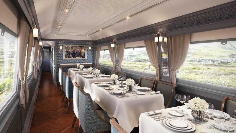 One of the two dining cars on board Belmond Grand Hibernian 