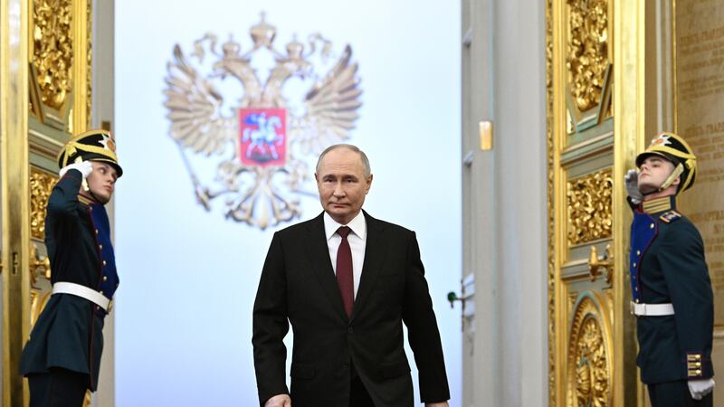 Vladimir Putin arrives for his inauguration ceremony (Sergei Bobylev/AP)
