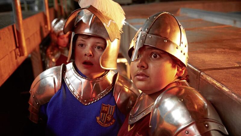Louis Ashbourne Serkis and Sean Chaumoo in The Kid Who Would Be King 
