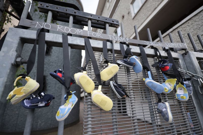 &nbsp;Pairs of baby shoes in Dublin's Sean McDermott Street in memory of the children who died at the Bon Secours Mother and Baby home in Tuam, Co Galway. Picture by Brian Lawless, Press Association