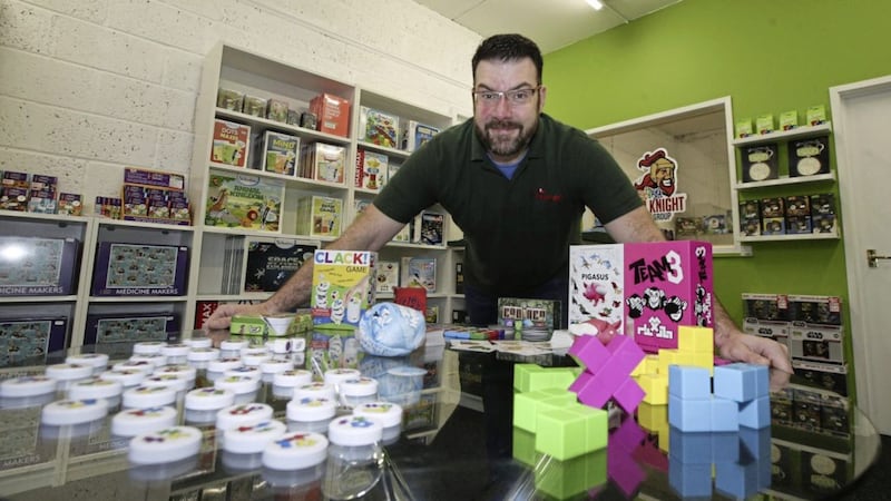Rory Kelly at his new business at Duncairn Gardens which gives families somewhere where they can play while learning together. Mr Kelly opened the doors of Merchants of Fun at the weekend. Picture by Hugh Russell 