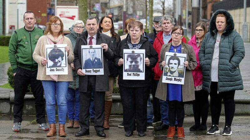Ballymurphy families arrive at court for the inquest at Laganside Court. Picture by Mal McCann. 