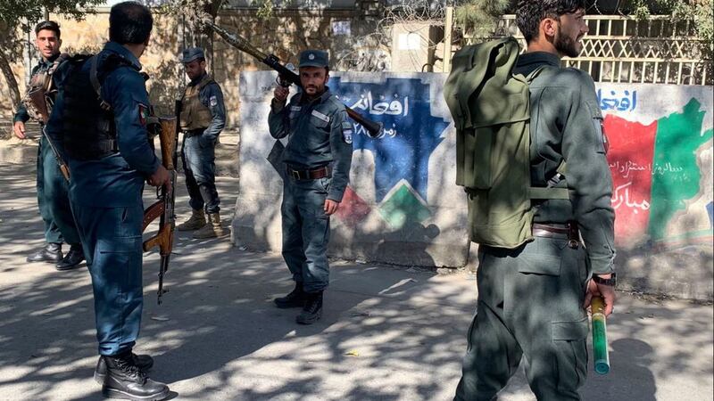 Afghan police arrive at the site of an attack at Kabul University in Kabul, Afghanistan, on November&nbsp;2, 2020. Picture by&nbsp;Rahmat Gul, AP
