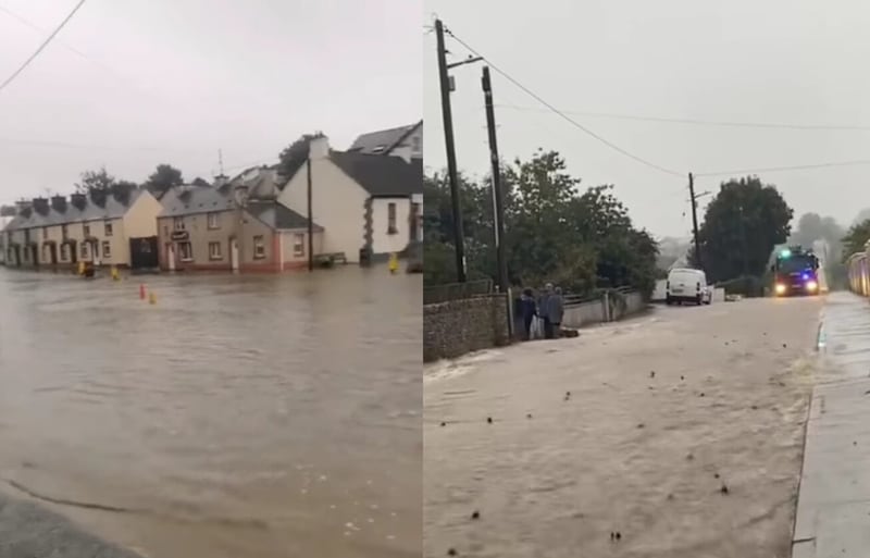 Flooding in Raphoe, Co Donegal on Saturday evening following heavy rain.