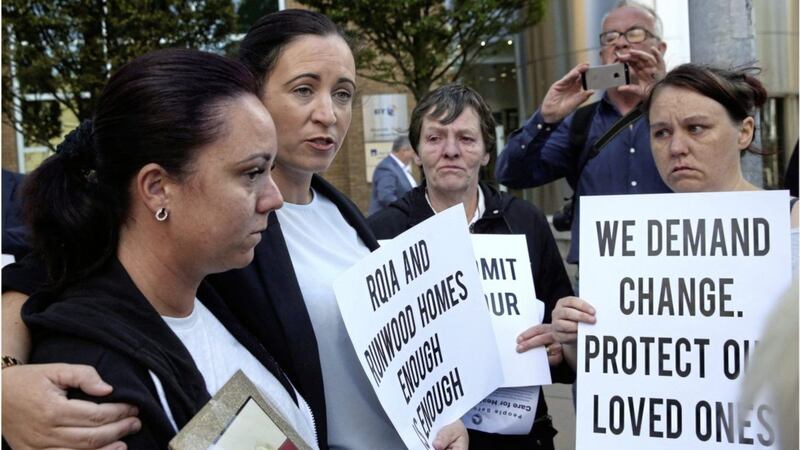 Julieann McNally (second from left) say they &#39;will not rest&#39; until criminal prosecutions are brought. Picture by Hugh Russell 