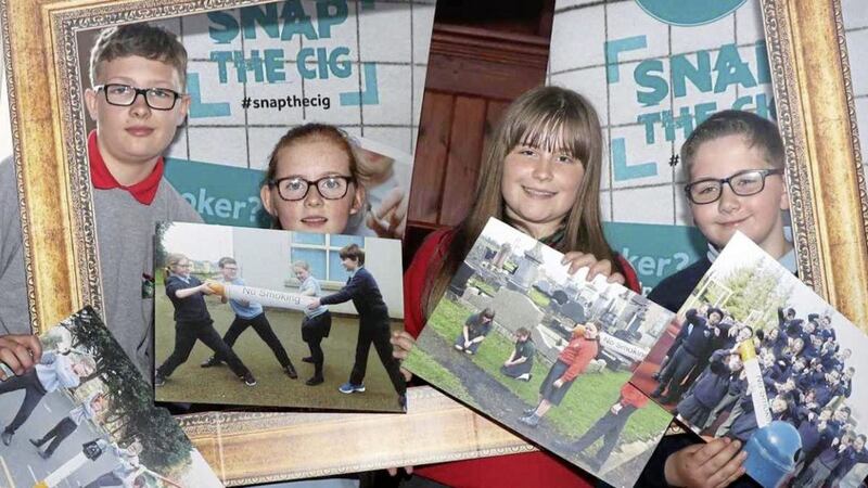 Snap The Cig photo competition winners (l-r) Harvey Johnston of Brackenagh West PS, Sarah Rasdale of St Ninnidh&rsquo;s PS, Chloe Porter of Duneane PS and Ben Dougherty of Garvagh PS 