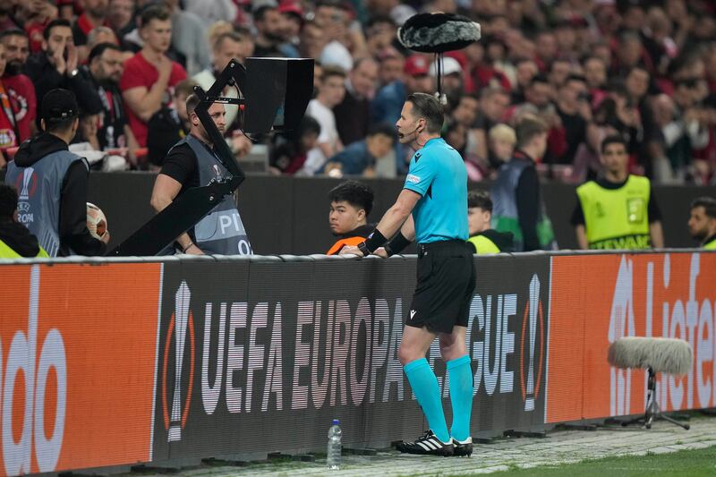 Dutch referee Danny Makkelie awarded Roma another penalty following a VAR review (Matthias Schrader/AP)