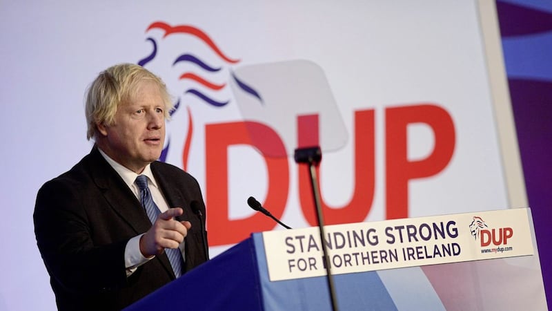 Boris Johnson at the DUP annual conference on Saturday. Picture By: Arthur Allison/Pacemaker Press. 