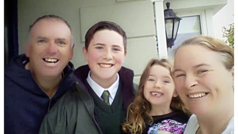 John Mullan with his wife Geraldine and children Tom&aacute;s and Amelia 