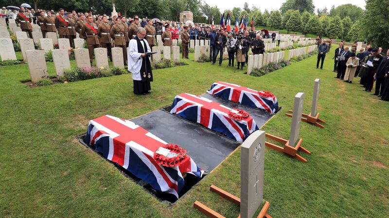 Private Henry Wallington and Private Frank Mead, of the 23rd (County of London) Battalion, were buried with full military honours in northern France.