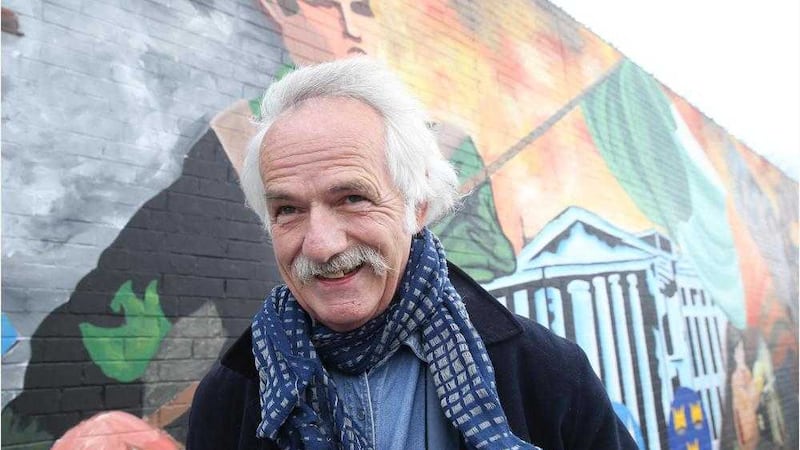Mural artist Danny Devenny at the International Wall of Art. Picture by Hugh Russell