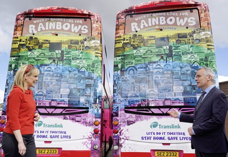 Rainbow designs were also placed on some buses 