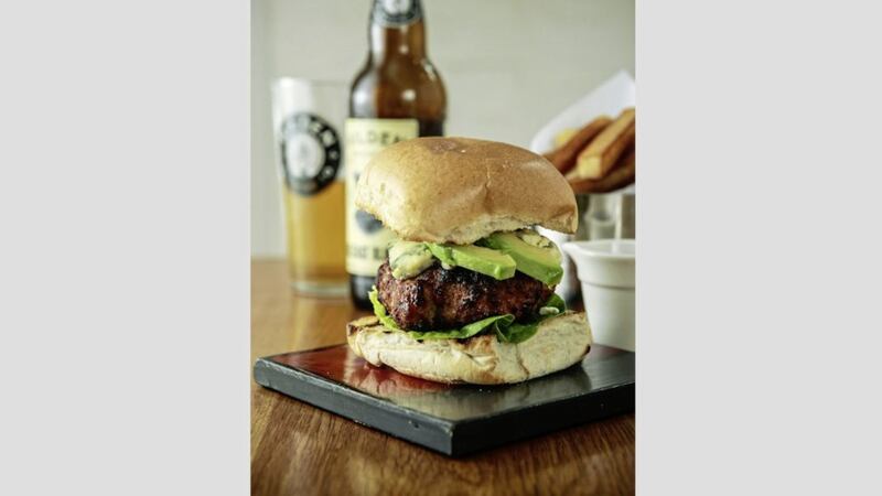 Blue cheese and avocado beef burger 