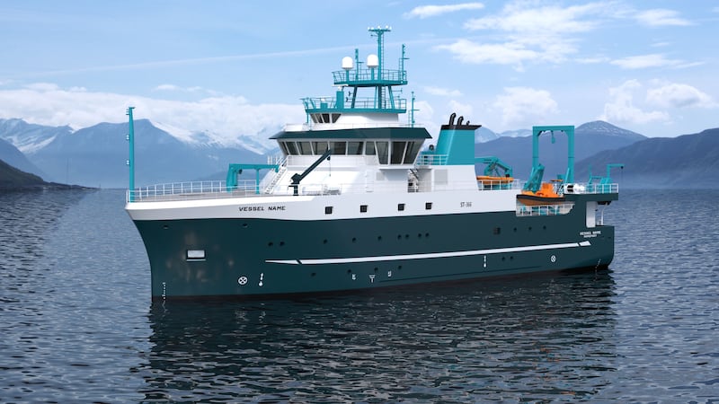 A computer generated rendering image of the new AFBI Research Vessel