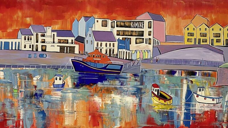 Summer Evenings, Portrush Harbour by Adrian Margey. The artist is staging a post-Covid comeback exhibition at the Titanic Hotel this weekend. 