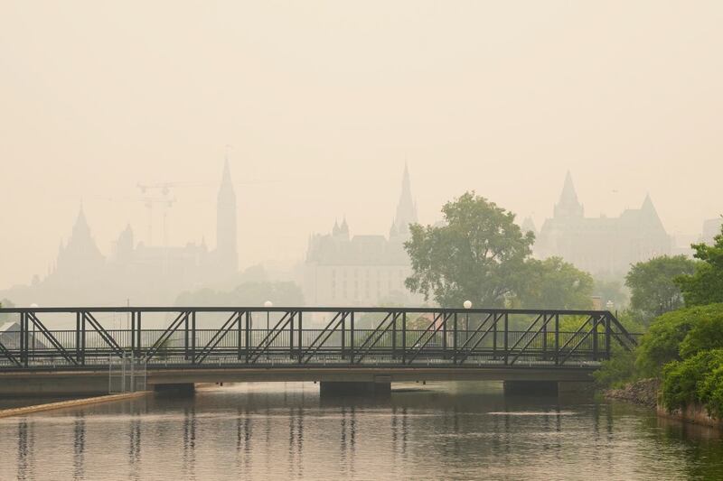 Smoke from wildfires hangs over Parliament Hill in Ottawa 