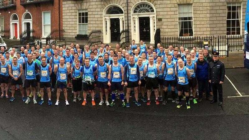 Garda Traffic officers preparing to take part in the 36th Dublin City marathon in memory of their murdered colleague Tony Golden. Picture by Garda Traffic/PA