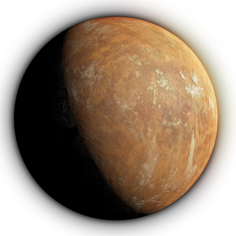Artist’s impression of Barnard’s Star planet under the orange tinted light from the star.