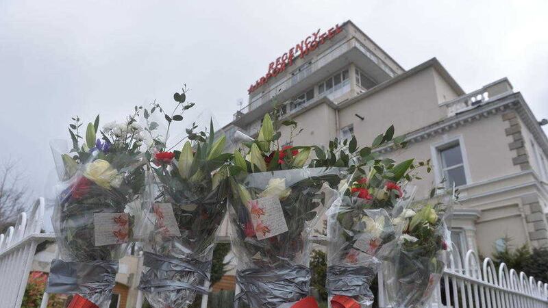 Flowers left by friends and family of murdered man David Byrne at the Regency Hotel in Dublin. Picture by Colm Lenaghan/Pacemaker Press 