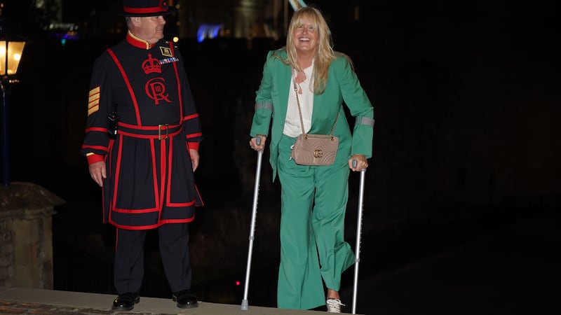 Penny Lancaster has revealed she suffered a knee injury while on tour with her husband, Sir Rod Stewart, in Brazil (Yui Mok/PA)