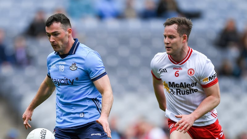 Colm Basquel scores Dublin's first of five goals against Tyrone