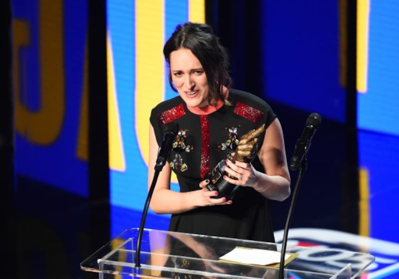 Phoebe Waller-Bridge collects the award as Fleabag wins Best TV Series during the VO5 NME Awards 2017 held at the O2 Brixton Academy, London.