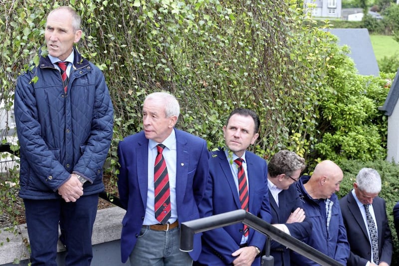 Former down players and ex Down Manager Pete McGrath at the funeral of Down GAA legend James McCartan at St Mary's Church, Burren. Picture by Mal McCann.