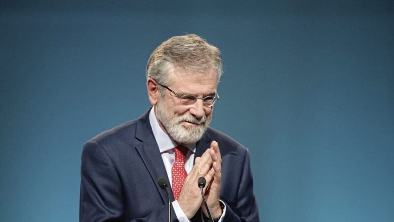 Sinn F&eacute;in president Gerry Adams speaking at the Sinn F&eacute;in ard fheis at The Convention Centre in Dublin last year. Picture by Niall Carson/PA 