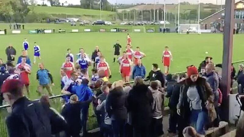 In a video caught by a spectator, punches and kicks are seen thrown by players from both teams 