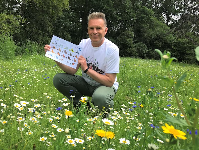 Chris Packham with a Big Butterfly Count ID guide
