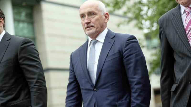Boxing manager and former world champion, Barry McGuigan arrives at Belfast High Court for his legal battle with Belfast boxer, Carl Frampton. .Picture by Stephen Davison 