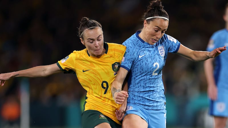 Lucy Bronze (right) helped the Lionesses reach the World Cup final (Isabel Infantes/PA)