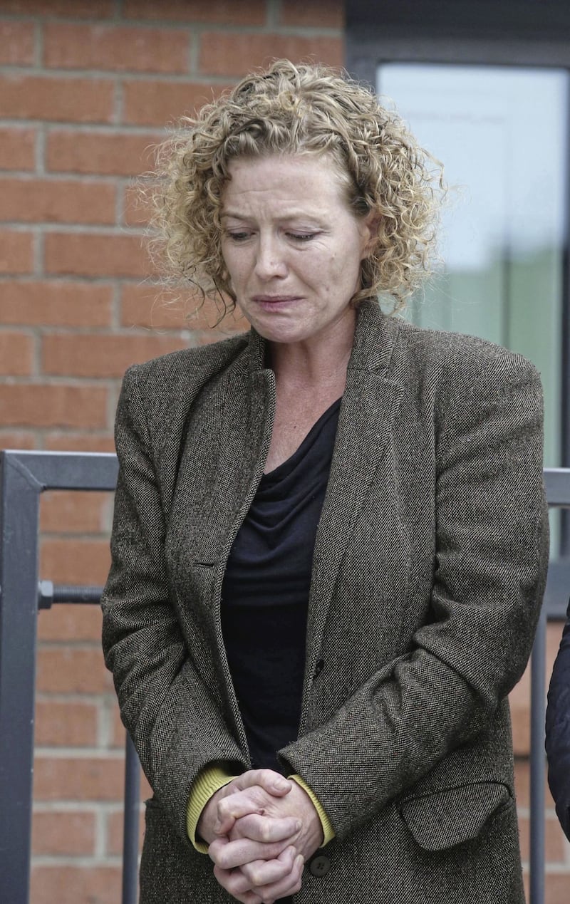 Fiona Donohoe mother of missing boy Noah at yesterdays press PSNI press conference Picture by Hugh Russell. 