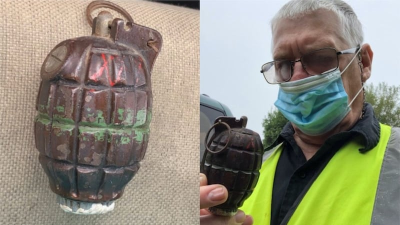 A ferry terminal in Jersey had to be cordoned off while the grenade was recovered from the boot of the vehicle.