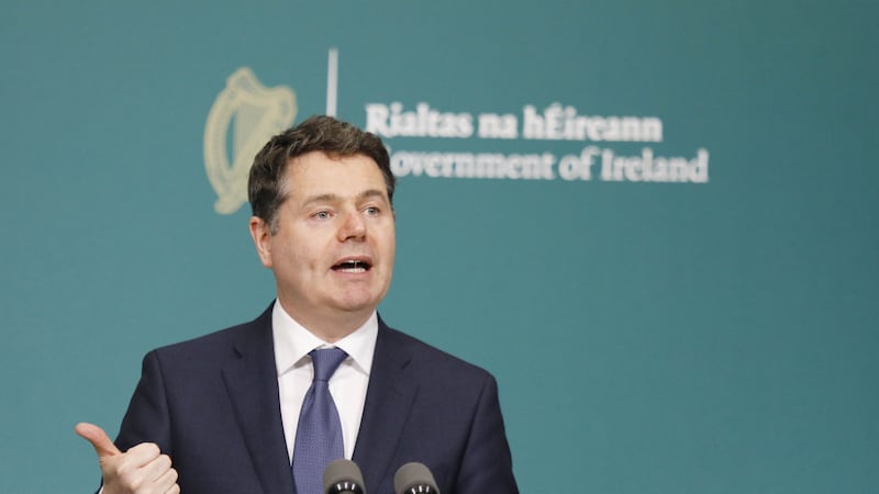 &nbsp;Minister for Finance and Public Expenditure and Reform Paschal Donohoe in Government Buildings, Dublin, as the media is briefed on the latest measures Government Departments have introduced in response to Covid-19.