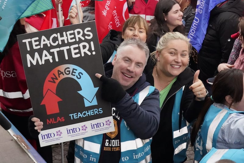 Teachers in Northern Ireland took part in strike action earlier this year over pay and conditions