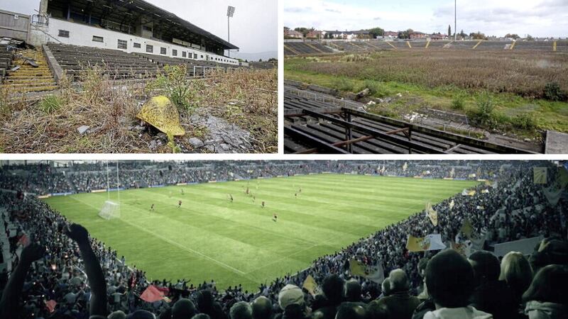 Work has yet to begin on the new Casement Park - artist's impression at bottom of image
