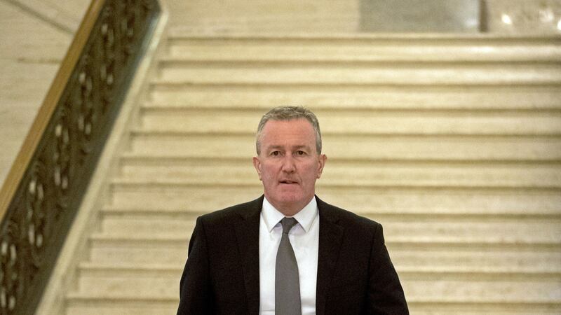 &nbsp;Northern Ireland's Finance Minister Conor Murphy gets ready to speak to the media at Stormont, Belfast.