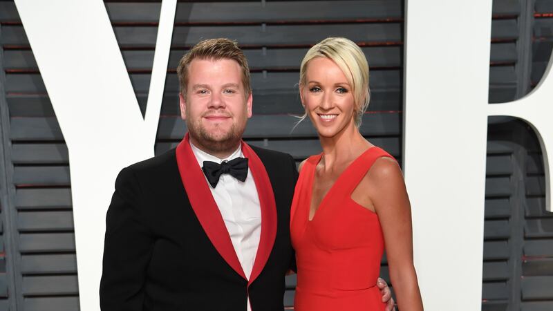 Corden said he and his wife Julia Carey “can’t stop smiling”.