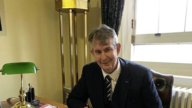 Edwin Poots posted a photograph on Twitter as his resumed his ministerial role