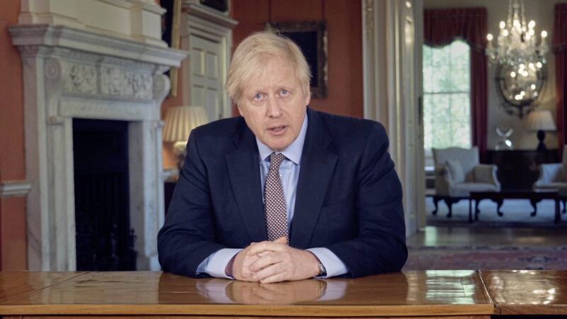 Prime Minister Boris Johnson addressing the nation about coronavirus (COVID-19) from 10 Downing Street in London. Picture by PA Video, Downing Street Pool, PA Wire 