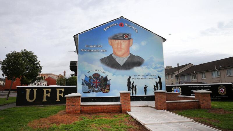 A new mural and memorial to former UDA man Stevie McKeag in the Shankill area. Picture by Mal McCann 