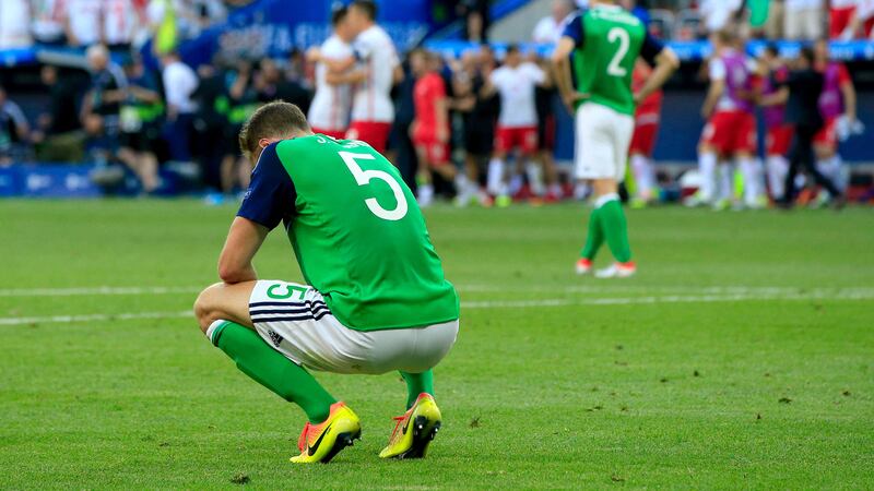 &nbsp;Northern Ireland's Jonny Evans shows his dejection after the final whistle<br />Picture by PA