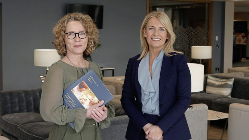 Niki Molloy (left), chief executive with Abbeyfield Belfast, with Louise Tiffney, relationship director of Barclays Corporate Banking Northern Ireland. Picture: Darren Kidd/PressEye 