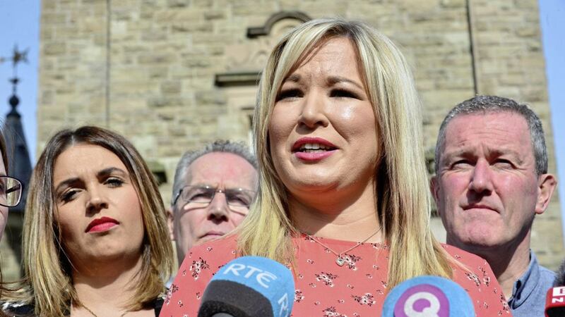 Sinn Fein northern leader Michelle O&#39;Neill pictured with party members at Stormont Castle. Picture by Arthur Allison/Pacemaker Press 