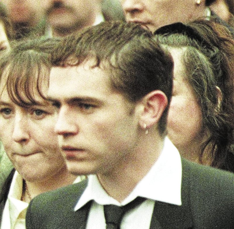 Kevin McAlorum pictured cat the funeral of his young sister Barbara who was shot dead during an INLA feud in 1996 