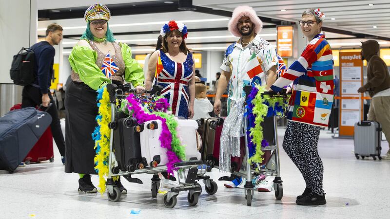 Eurovision fans prepare to board a special party flight from Gatwick