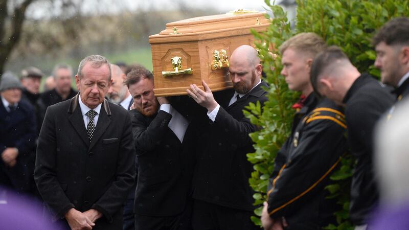 Family and friends attend the funeral of Dawn Egan in Kircubbin, Co Down. Picture by Mark Marlow