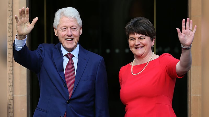 Former US president Bill Clinton and DUP leader Arlene Foster. Picture by Brian Lawless, PA Wire&nbsp;